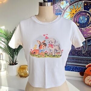 Sugar Thrillz Best Baa-ddies Cropped Baby Tee Dolls Kill Baby Animal Print